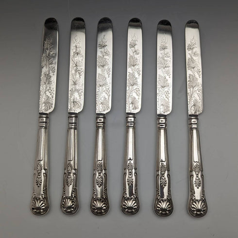 1856年 英国アンティーク 純銀製カトラリー6ペアセット 箱入り Harrison Brothers